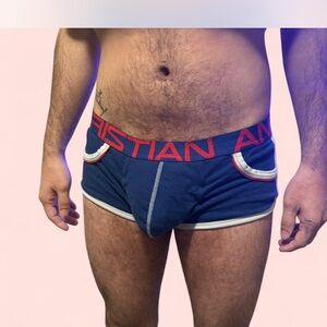 Men's Andrew Christian navy and red boxer briefs